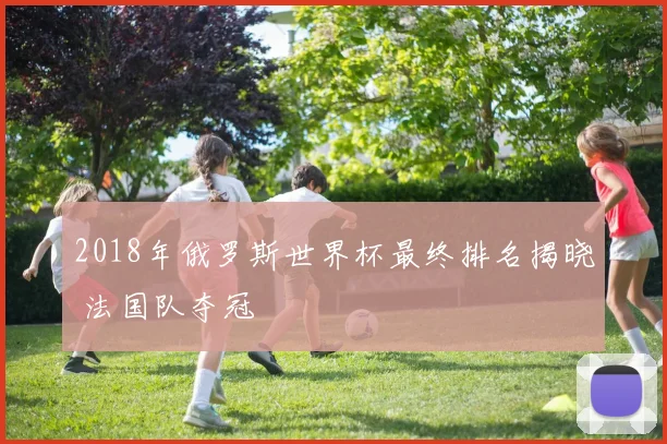 2018年俄罗斯世界杯最终排名揭晓 法国队夺冠